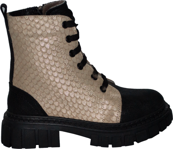 İçi Kürklü Desenli Filet Bot - Siyah/Bej