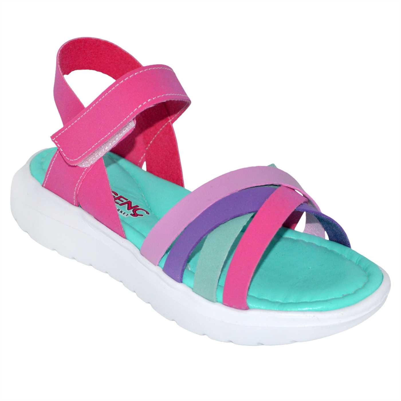 filet kız çocuk sandalet - bordo/yeşil/mor