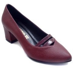 227-SR Kısa Sivri Uç Model Kadın Stiletto - Bordo