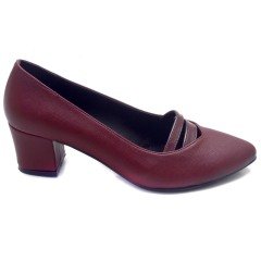 227-SR Kısa Sivri Uç Model Kadın Stiletto - Bordo
