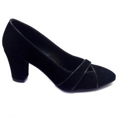230-SR Kare Topuk Kadın Stiletto - Siyah