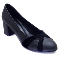 233-SR Kare Topuk Kadın Stiletto - Siyah