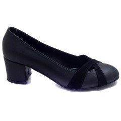 233-SR Kare Topuk Kadın Stiletto - Siyah