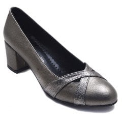 233-SR Kare Topuk Kadın Stiletto - Gri