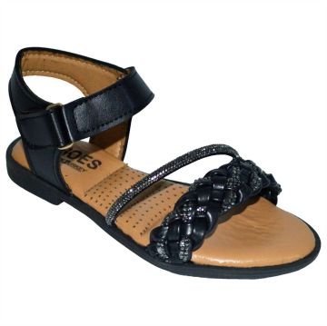 kız çocuk taşlı filet sandalet - siyah