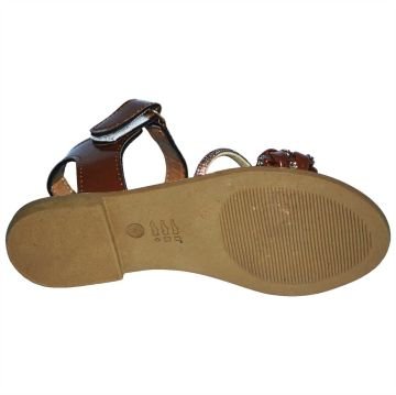 kız çocuk taşlı filet sandalet - kahverengi
