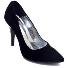 235-SR Sivri Uç Mat Model Kadın Stiletto - Siyah