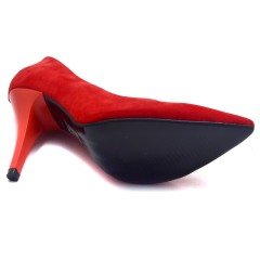 235-SR Sivri Uç Mat Model Kadın Stiletto - Kırmızı