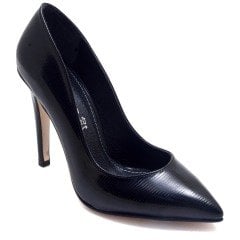 236-SR Desenli Sivri Uç Model Kadın Stiletto - Siyah