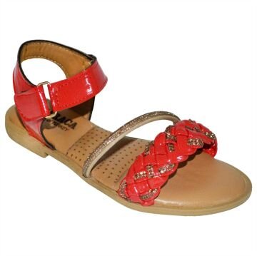 kız çocuk taşlı filet sandalet - kırmızı