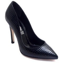 238-SR Desenli Sivri Uç Model Kadın Stiletto - Siyah
