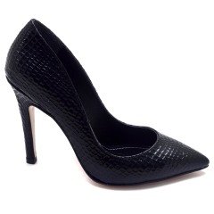 238-SR Desenli Sivri Uç Model Kadın Stiletto - Siyah