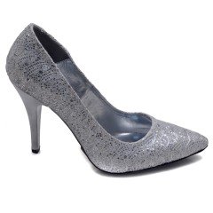 239-SR Desenli Sivri Uç Model Kadın Stiletto - Gri