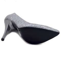 239-SR Desenli Sivri Uç Model Kadın Stiletto - Gri