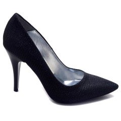 240-SR Parlak Sivri Uç Model Kadın Stiletto - Siyah