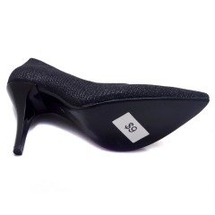 240-SR Parlak Sivri Uç Model Kadın Stiletto - Siyah