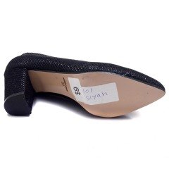 244-SR Kare Topuk Kadın Stiletto - Siyah