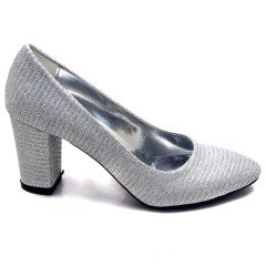 244-SR Kare Topuk Kadın Stiletto - Gümüş