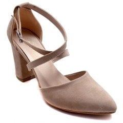 936-CB Kısa Topuk Kadın Stiletto - Krem