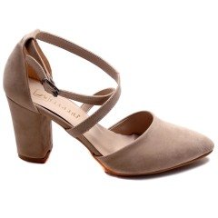 936-CB Kısa Topuk Kadın Stiletto - Krem