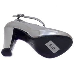 939-CB Parlak Platform Kadın Stiletto - Gümüş