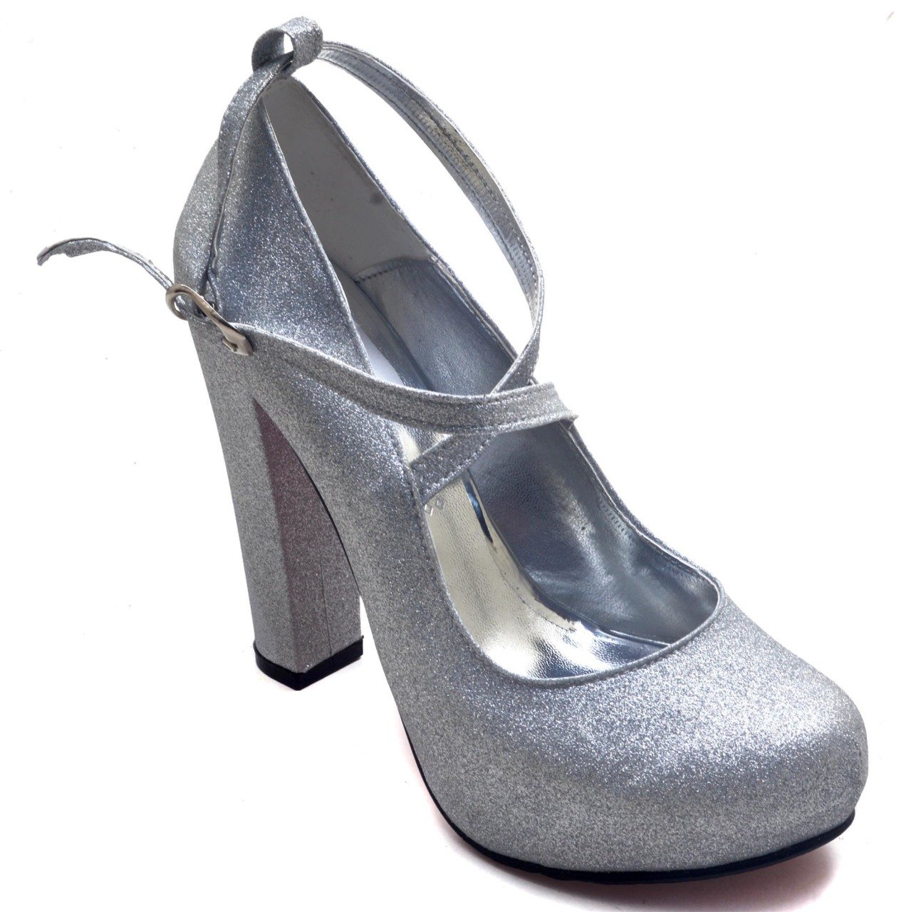 939-CB Mat Platform Kadın Stiletto - Gümüş