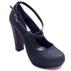 939-CB Parlak Platform Kadın Stiletto - Siyah