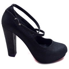 939-CB Parlak Platform Kadın Stiletto - Siyah
