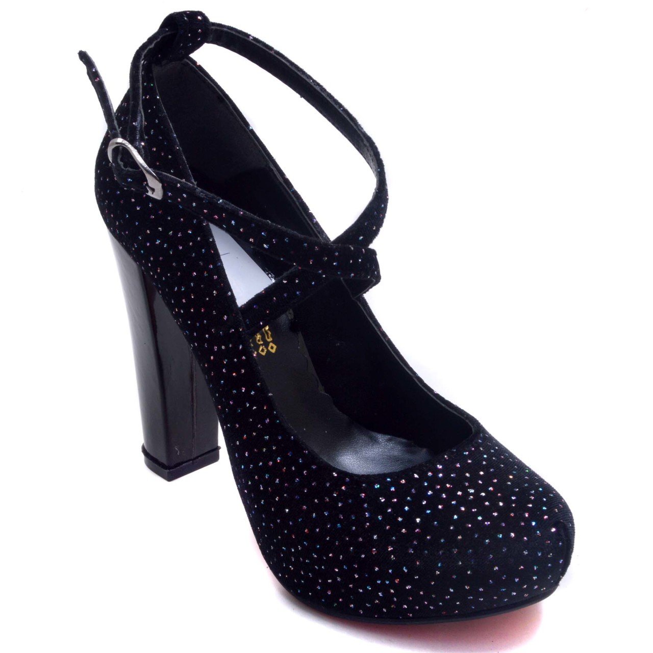 941-CB Renkli Simli Model Kadın Stiletto - Siyah
