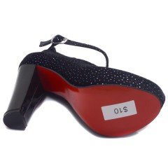 941-CB Renkli Simli Model Kadın Stiletto - Siyah