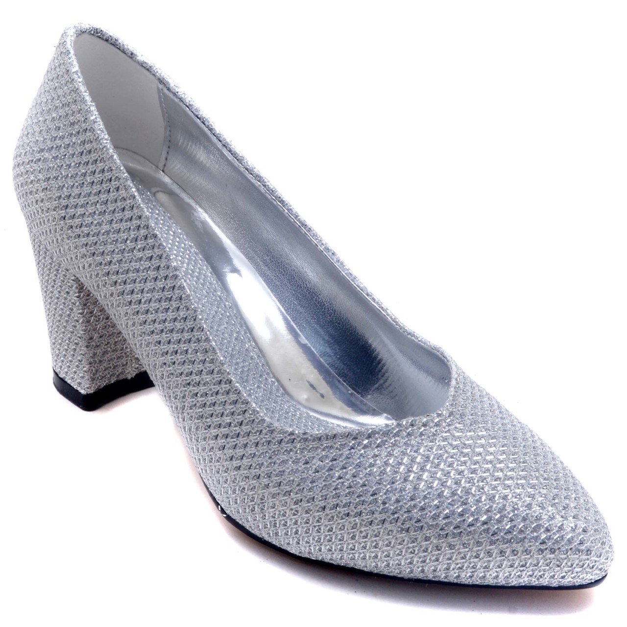 945-CB Kısa Sivri Uç Model Kadın Stiletto - Gümüş