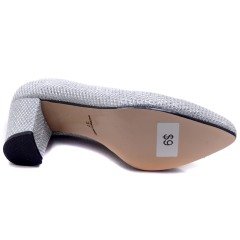 945-CB Kısa Sivri Uç Model Kadın Stiletto - Gümüş