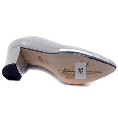 946-CB Parlak Sivri Uç Model Kadın Stiletto - Gümüş