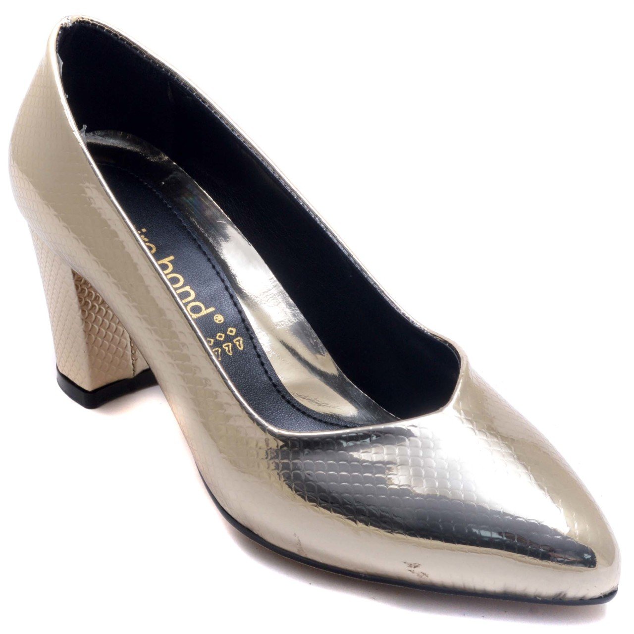 946-CB Parlak Sivri Uç Model Kadın Stiletto - Dore