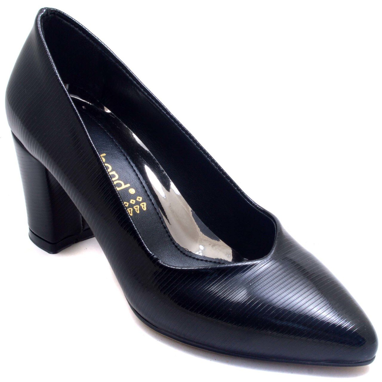946-CB Parlak Sivri Uç Model Kadın Stiletto - Siyah