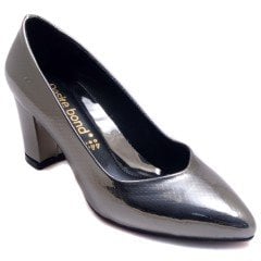 946-CB Parlak Sivri Uç Model Kadın Stiletto - Gri