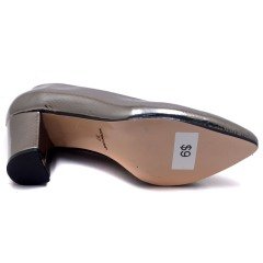 946-CB Parlak Sivri Uç Model Kadın Stiletto - Gri