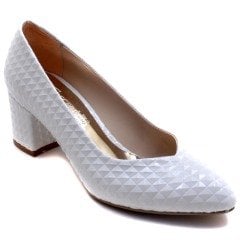 948-CB Kısa Sivri Uç Model Kadın Stiletto - Beyaz