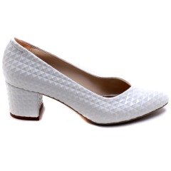 948-CB Kısa Sivri Uç Model Kadın Stiletto - Beyaz