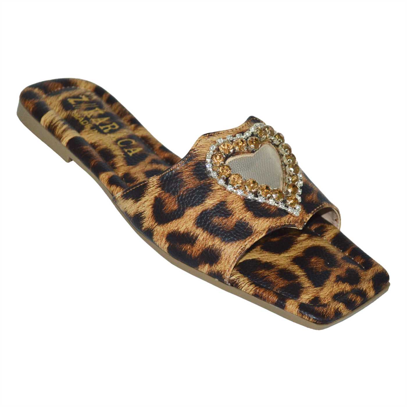 kadın taşlı terlik - leopard