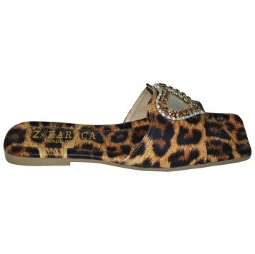 kadın taşlı terlik - leopard