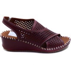 2-17 LGND Dolgu Kadın Sandalet - Bordo (Deri)