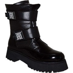 Kadın  Kışlık Fashion Bot Atkılı - Siyah