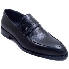 691-DR Bağcıksız Jurdan Erkek Deri Ayakkabı - Siyah