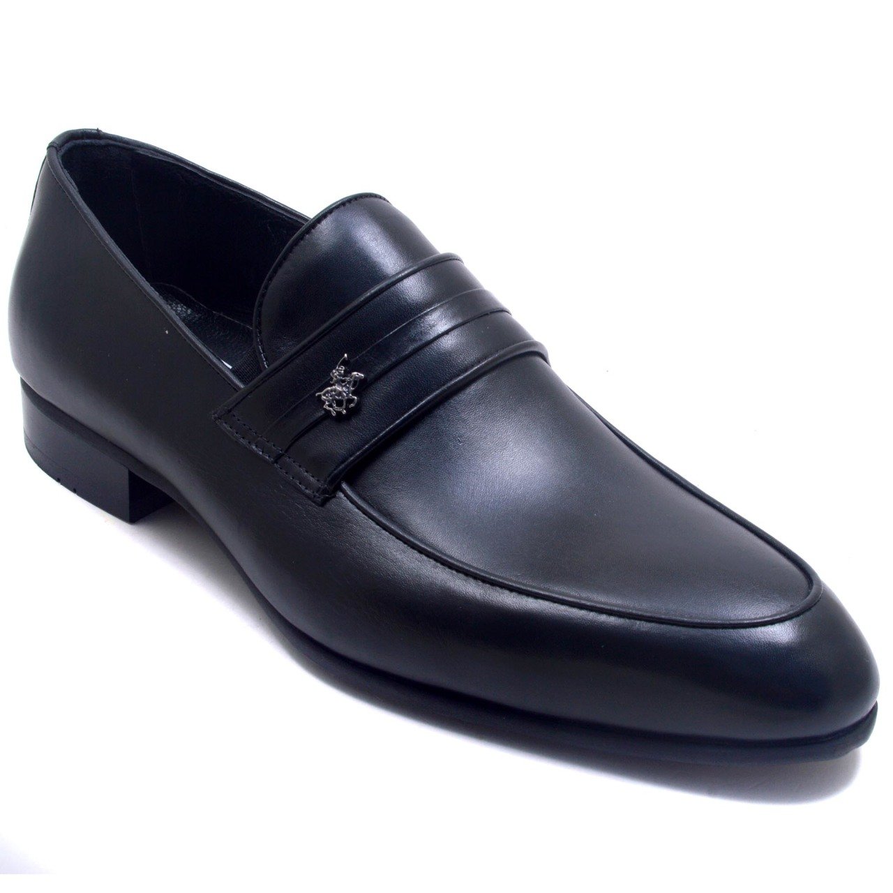 695-DR Bağcıksız Jurdan Erkek Deri Ayakkabı - Siyah