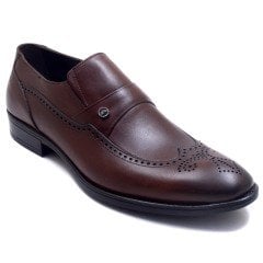 699-DR Bağcıksız Jurdan Erkek Deri Ayakkabı - Kahverengi