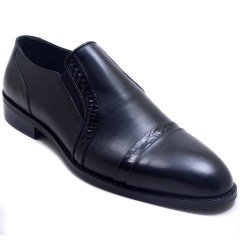 702-DR Bağcıksız Jurdan Erkek Deri Ayakkabı - Siyah