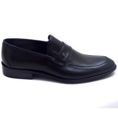 703-DR Bağcıksız Jurdan Erkek Deri Ayakkabı - Siyah