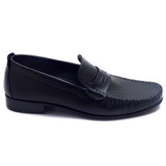 706-DR Bağcıksız Jurdan Erkek Deri Ayakkabı - Siyah