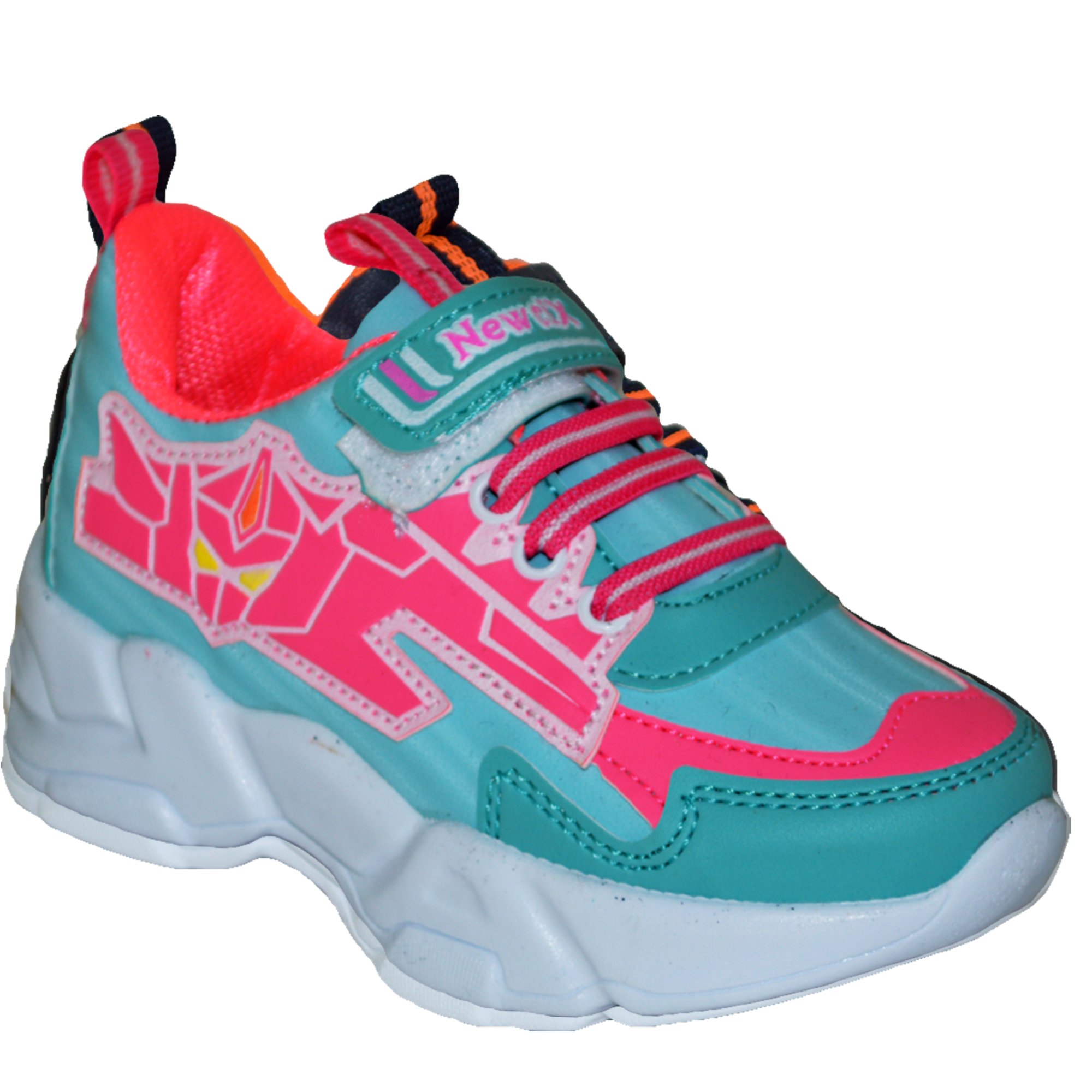 049 - NewciX Filet Spor Ayakkabı - Yeşil/Pembe